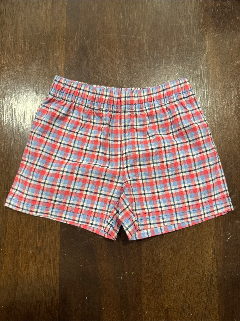 Carter's Red & Blue Plaid Elastic Waist Shorts